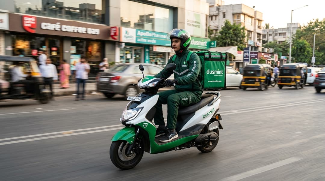 Dusmint Express Delivery Rider on Scooter